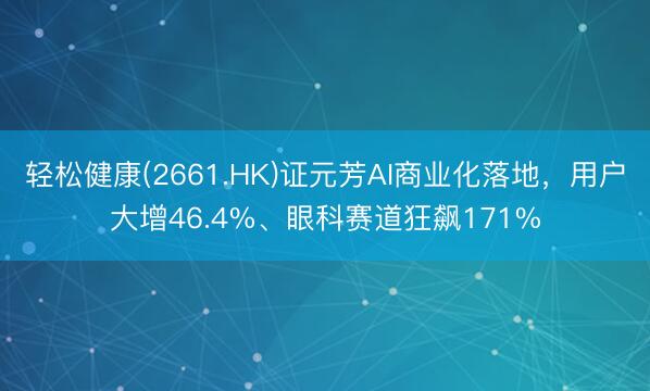 轻松健康(2661.HK)证元芳AI商业化落地，用户大增46.4%、眼科赛道狂飙171%