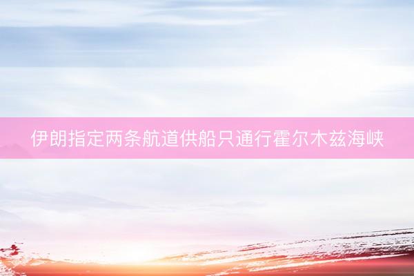 伊朗指定两条航道供船只通行霍尔木兹海峡