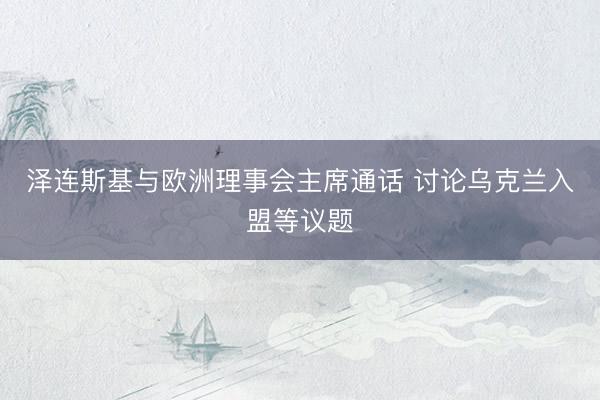 泽连斯基与欧洲理事会主席通话 讨论乌克兰入盟等议题
