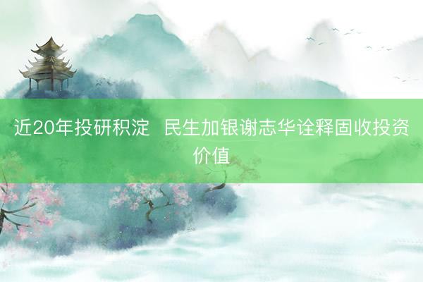 近20年投研积淀  民生加银谢志华诠释固收投资价值