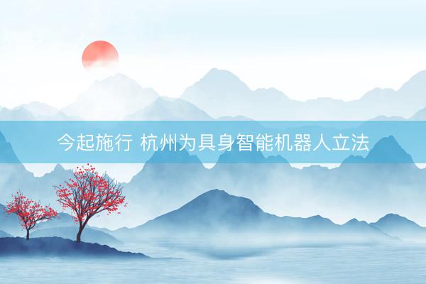 今起施行 杭州为具身智能机器人立法