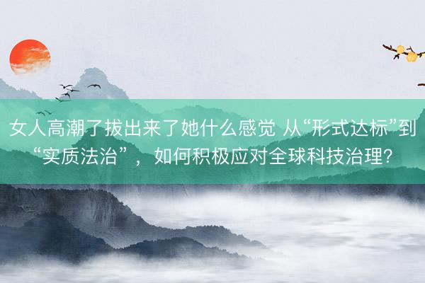 女人高潮了拔出来了她什么感觉 从“形式达标”到“实质法治” ，如何积极应对全球科技治理？