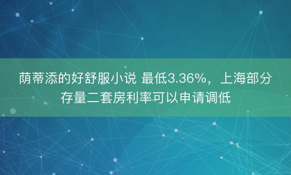 荫蒂添的好舒服小说 最低3.36%，上海部分存量二套房利率可以申请调低