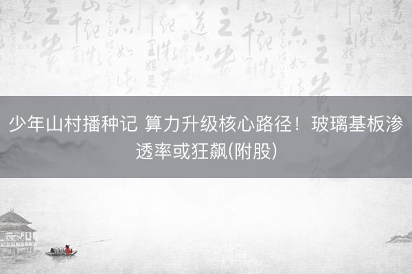 少年山村播种记 算力升级核心路径！玻璃基板渗透率或狂飙(附股)