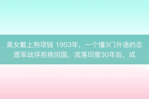 美女戴上狗项链 1953年，一个懂3门外语的志愿军战俘拒绝回国，流落印度30年后，成