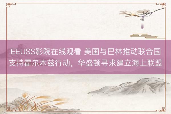 EEUSS影院在线观看 美国与巴林推动联合国支持霍尔木兹行动，华盛顿寻求建立海上联盟