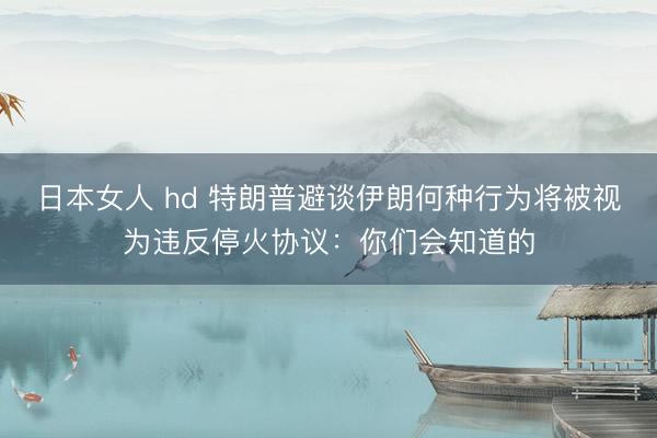 日本女人 hd 特朗普避谈伊朗何种行为将被视为违反停火协议：你们会知道的