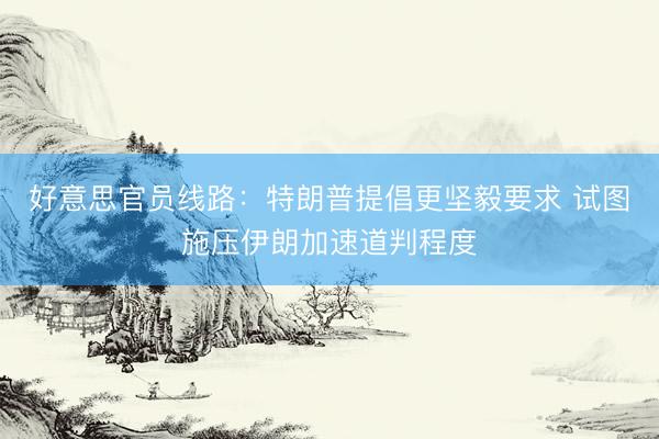 好意思官员线路：特朗普提倡更坚毅要求 试图施压伊朗加速道判程度