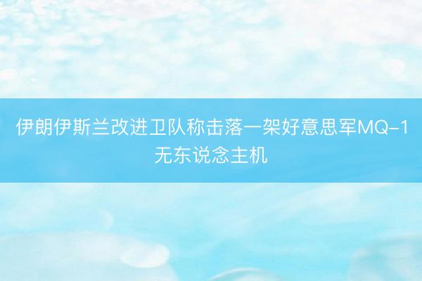 伊朗伊斯兰改进卫队称击落一架好意思军MQ-1无东说念主机