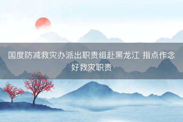 国度防减救灾办派出职责组赴黑龙江 指点作念好救灾职责