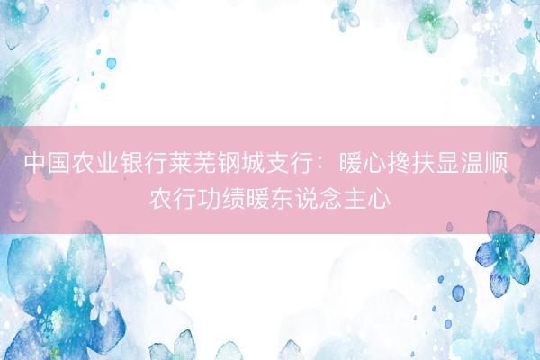 中国农业银行莱芜钢城支行：暖心搀扶显温顺 农行功绩暖东说念主心