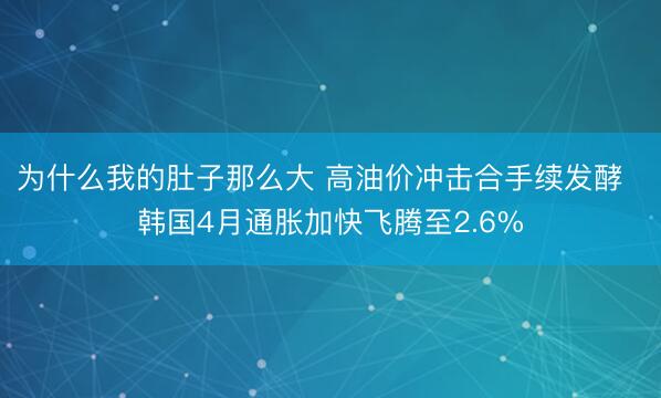 为什么我的肚子那么大 高油价冲击合手续发酵  韩国4月通胀加快飞腾至2.6%