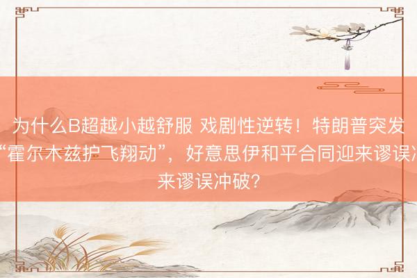 为什么B超越小越舒服 戏剧性逆转！特朗普突发叫停“霍尔木兹护飞翔动”，好意思伊和平合同迎来谬误冲破？