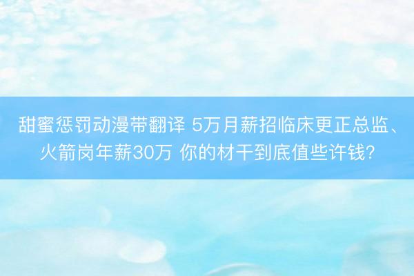 甜蜜惩罚动漫带翻译 5万月薪招临床更正总监、火箭岗年薪30万 你的材干到底值些许钱？