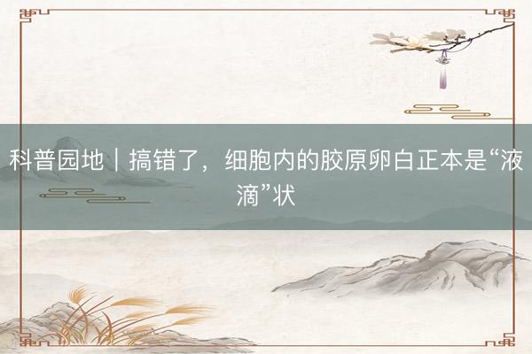 科普园地｜搞错了，细胞内的胶原卵白正本是“液滴”状